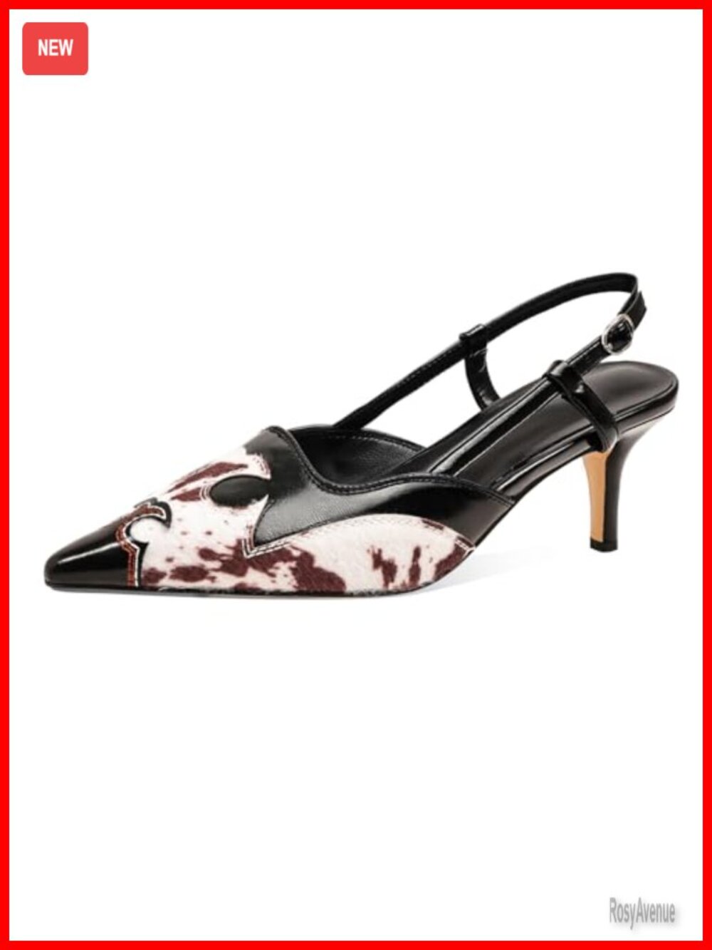 Women's Western Embroidered Slingback Kitten Heel Mules Pointed Toe Dress
